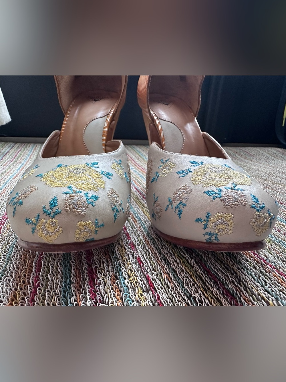 SOLD!! Fluevog NEARLY NEW W BOX Miracles Flora embroidered MJ platform heel-8 - Picture 7 of 16